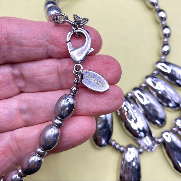 CHICO'S Silver Beads Statement Necklace - Picture 2 of 6